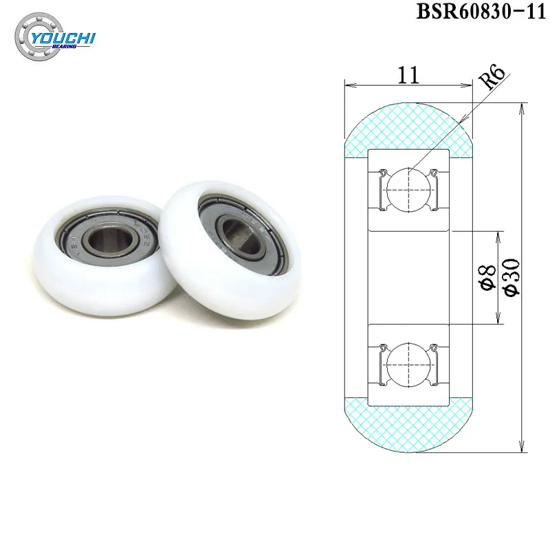 Rolo Redondo Revestido de Plástico Assento de Remo e Rodas de Móveis Rolamento 608zz 8x30x11 mm Bsr6083011 Pom Rolamentos 30 mm