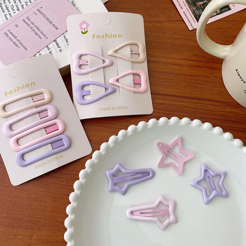 4pcs baby hair clips sweet dreamy pink purple system basic oil drop bb clip hair clip bangs girl accessories
