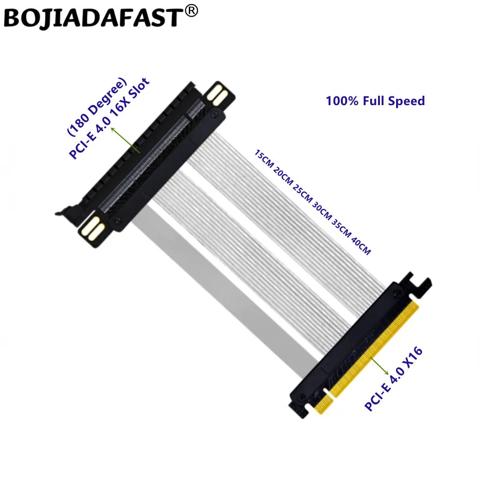 

PCI-E 4.0 16X Slot to X16 GEN4 Graphics Card Extender Riser Cable 15CM 20CM 25CM 30CM RTX4070Ti RTX4080ti RX5700XT RX6800XT