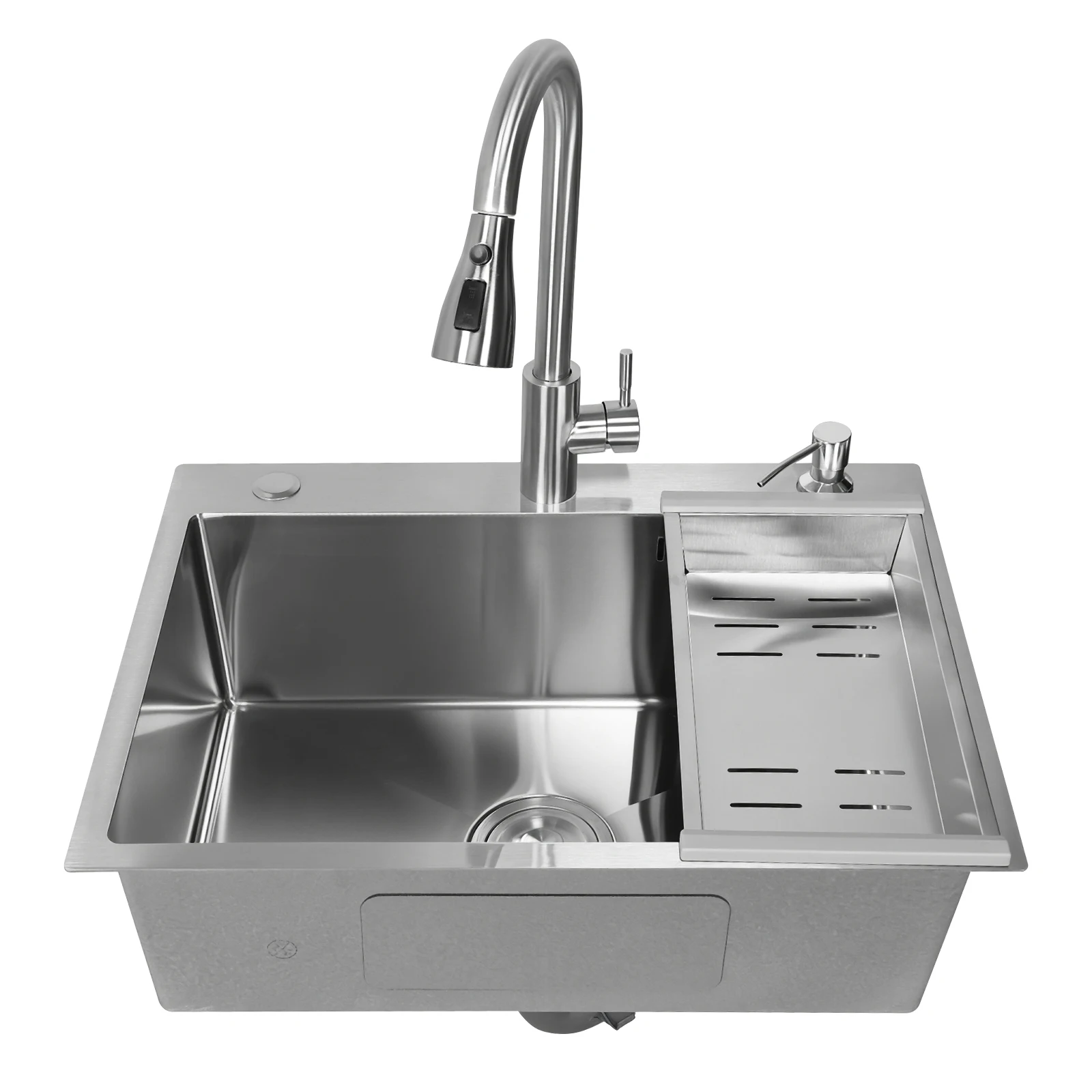 Single Bowl Kitchen Sink Drop-In Household Dishwasher Sinks with Faucet Multifunctional Sink for Laundry Room Bathroom Farmhouse