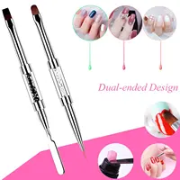 2Pcs Dual-ended Nail Design Brushes Rhinestone Handle UV Gel Nail Brush Set Professional Nail Art Tools 2