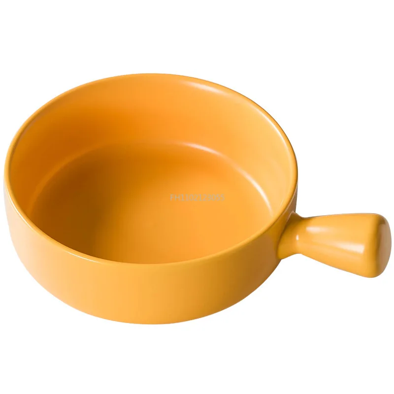 Simple Household Tableware Soup Noodle Baked Rice Bowl New Salad Bowl Multi Color Baking Bowl with Handle Spaghetti Plate