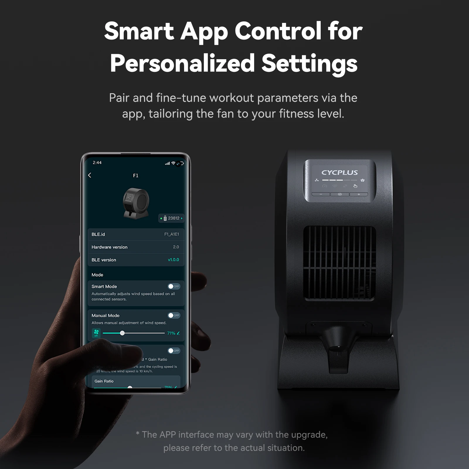 Cycplus-インテリジェントフィットネスファン,屋内サイクリング用,調整