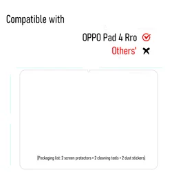 Premium Dual Pack Oil-Coating Clear Tempered Glass Screen Protector - HD Hard Film & Scratch Proof (2P-OPPO Pad 4 Pro)