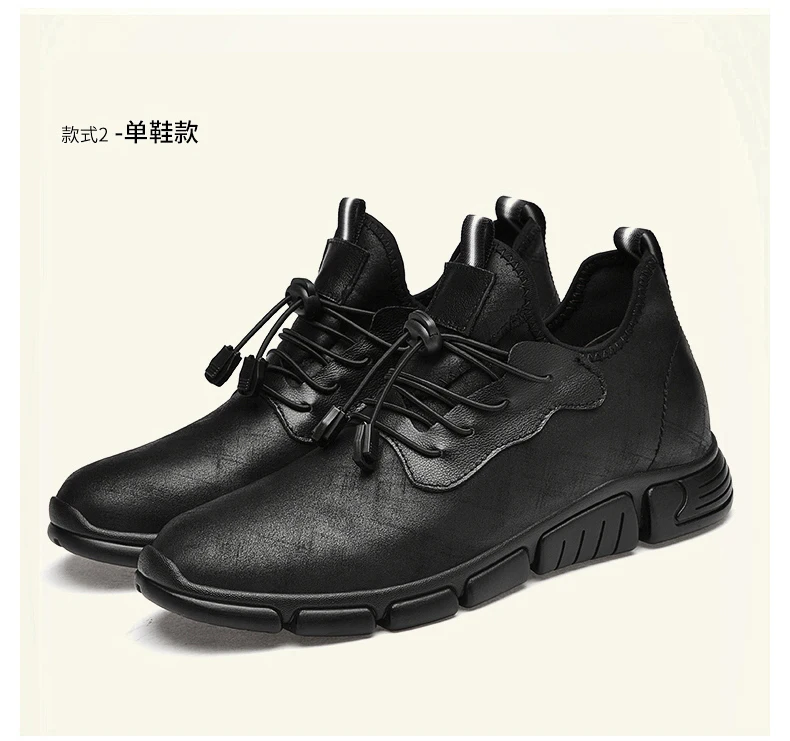 Flache/5 cm Aufzug Männer Schuhe Schwarz Weiches Leder Winter Warme Männer Mokassins Höhe Erhöhen Größere Schuhe Keil Chunky turnschuhe – Detail 26