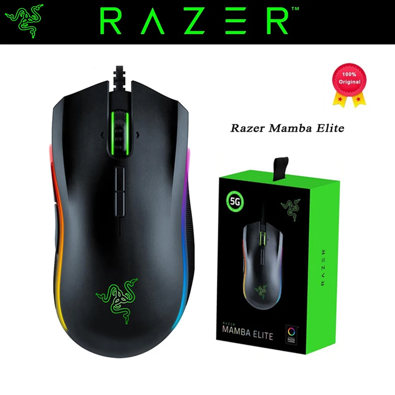 

Original Razer Mamba Elite Mouse Wired Gaming 16000 DPI Optical SensorComputer Peripherals for Desktop Laptop E-sports Gamers