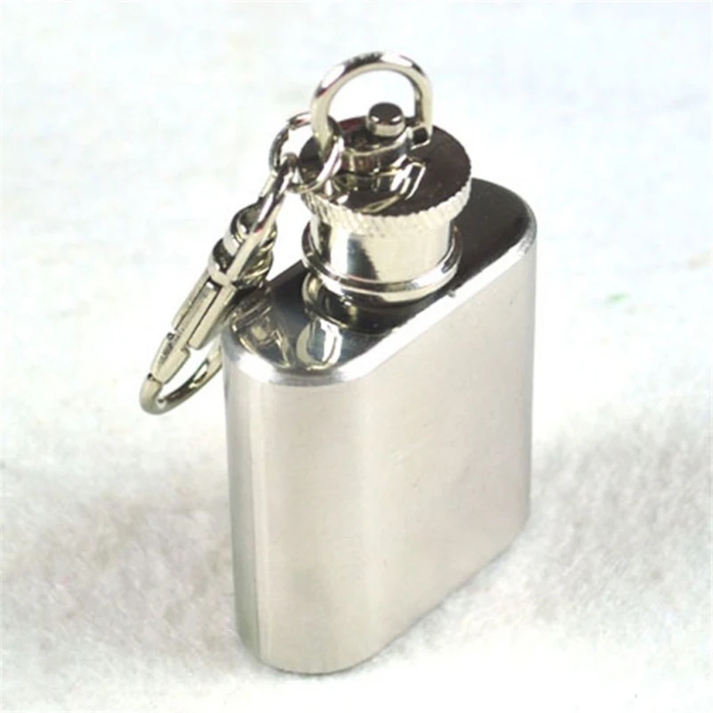 2022 Mini Pocket Hip Flask With Key Ring Keychain 1oz Stainless Steel