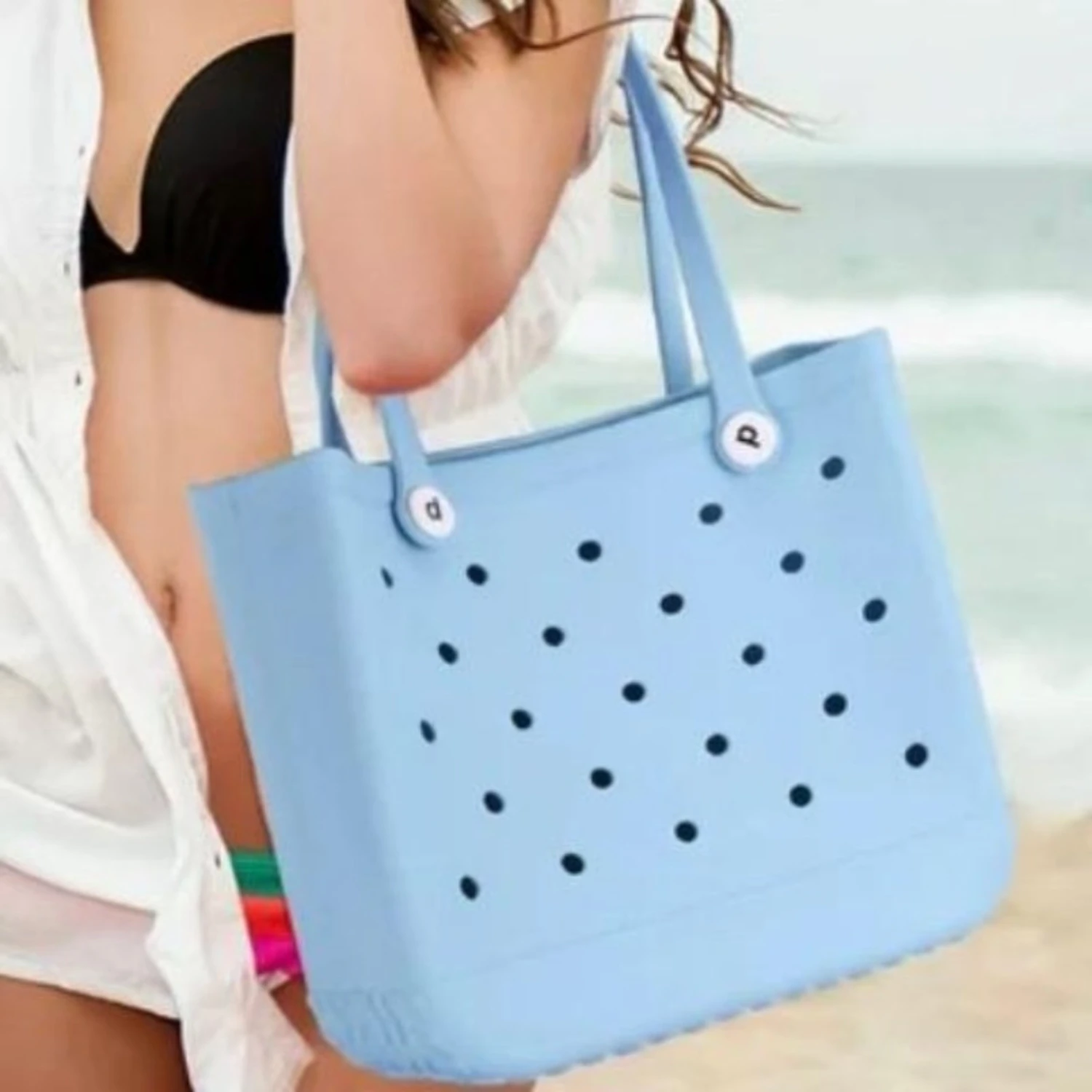 Silicone Beach Tote Bag, Pool Tote With Durable Handles, Versatile Travel Bag, Portable For Beach, Boat, Pool, Available In Mult