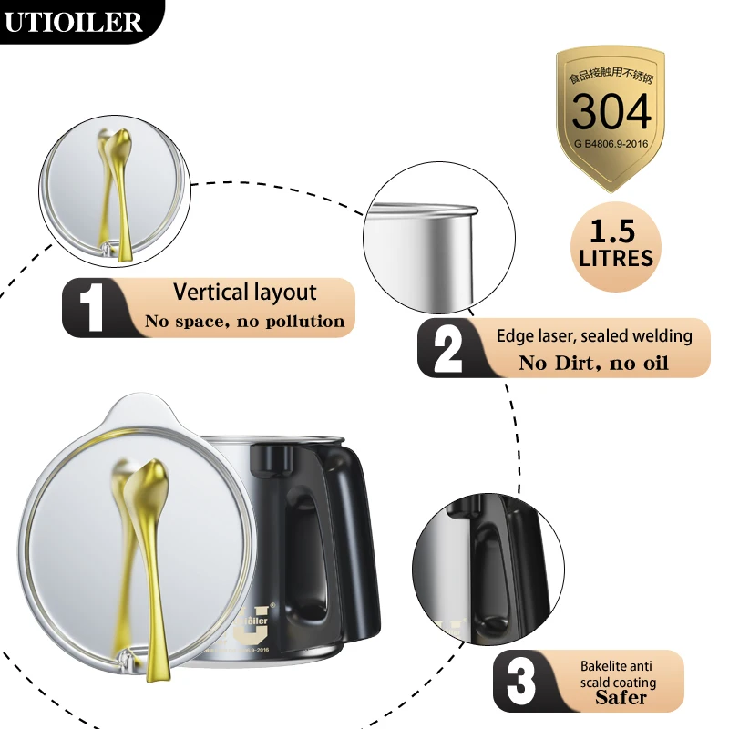 Oil Pot Golden Bird Model 2 Network Black BeEdition with Cover, Non-hanging Oil, Heat-Resistant, Multi-functional, No-Wash