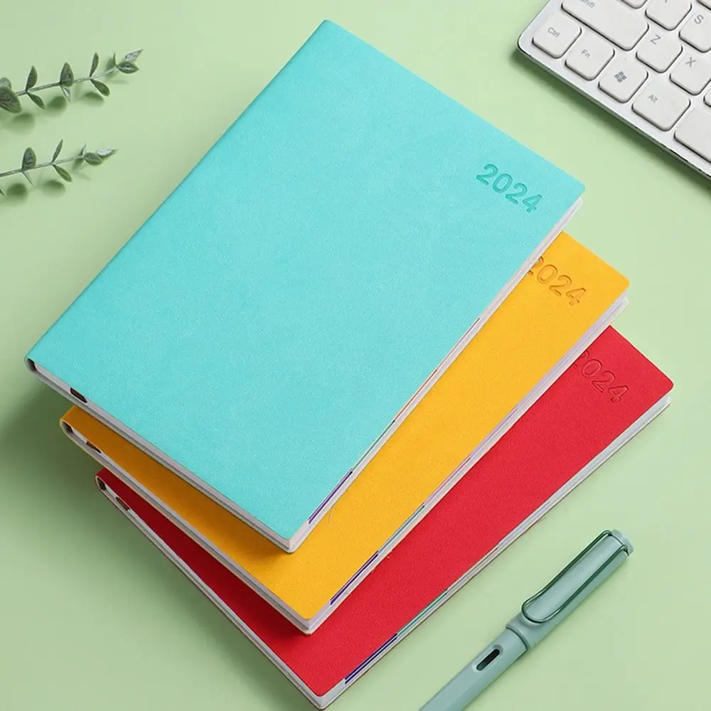 

Daily Planning Agenda Book Writing Paper 2024 English Paper Planner Leather Cover One Page Per Day Office Stationery