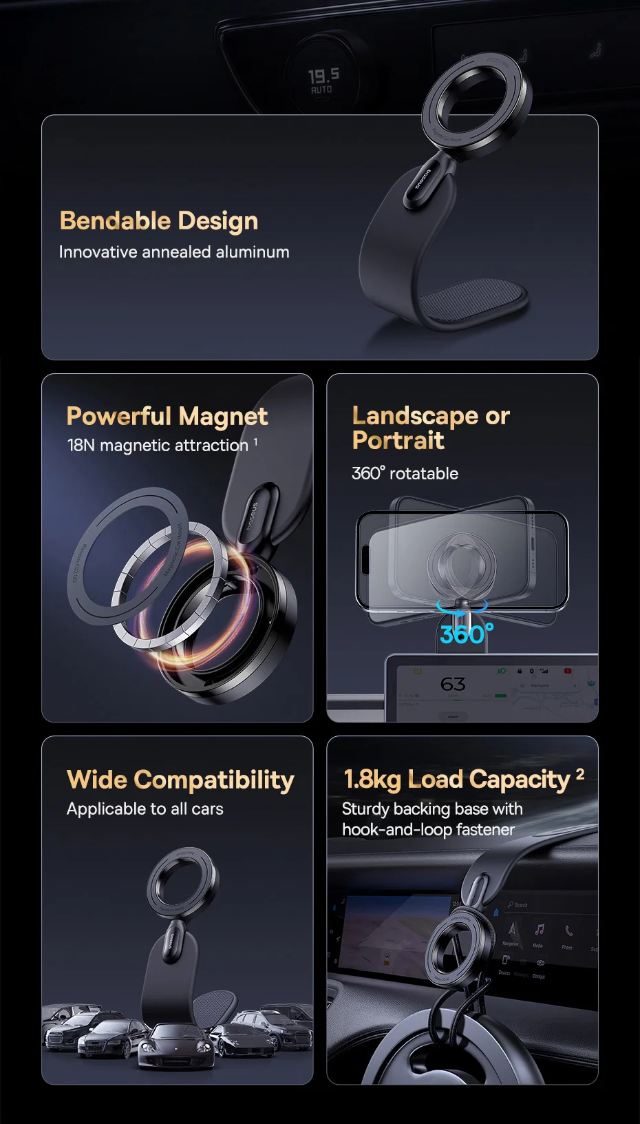 【FC Bayern & Baseus】Magnetic Car Phone Holder Baseus C02 Go Series
