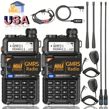 2X Baofeng UV-5R GMRS Walkie Talkie Dual Band VHF UHF Long Range High Power NOAA Rechargeable UV5R Handheld Ham Two Way Radio 1