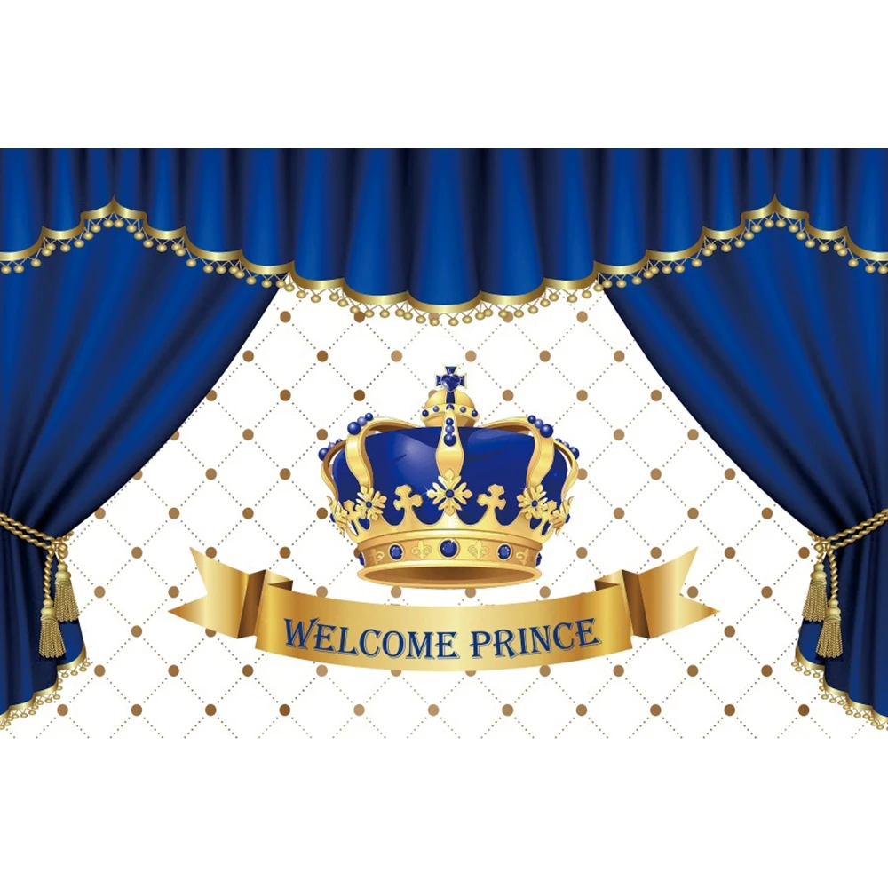 OERJU Fotohintergrund 2,4 X 1,8 M – Blau Mit Goldener Krone, Vinyl, Für Parties & Studio