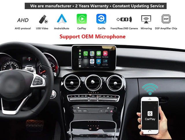 Androidカーラジオ,ワイヤレス,Apple CarPlay,メルセデスベンツCクラス 