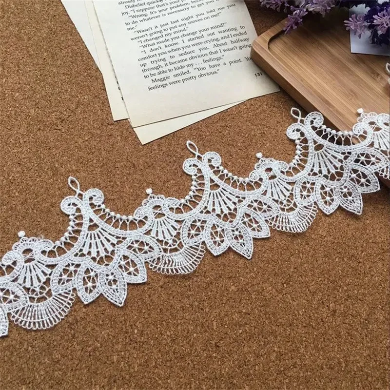 8.5CM Wide Water Soluble Lace Embroidered Ribbons Collar Applique Trim Curtains Dress DIY Sewing Supplies Lace Ribbon