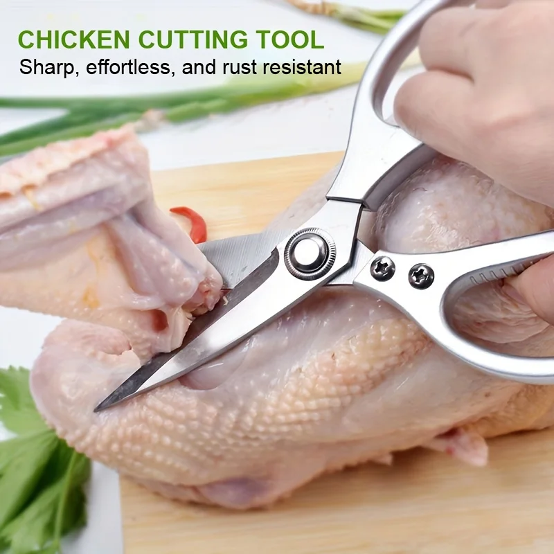 1pc Multi-Purpose Stainless Steel Kitchen Shears - Heavy-Duty Poultry Scissors with Comfortable Aluminum Alloy Grip for Food Pre 5