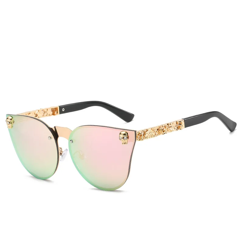 HBK Rose Gold Sunglasses Women Skull Mirror Diamond Brand Designer Metal  Frame Sun Glasses Mirror Flat Lens Lunettes de soleil - AliExpress