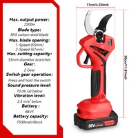 Brushless 55MM Electric Pruning Shears 2Gears Electric Battery Scissors Tree Branches Garden Pruning Tool For Makita 18V Battery 2