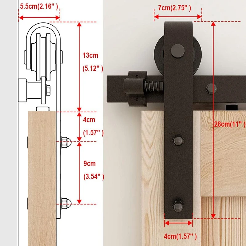 CCJH 5-6.6FT Sliding Barn Door Hardware Closet Set for Single Wooden Door, Modern Black Sliding Door Kits,Upgrade