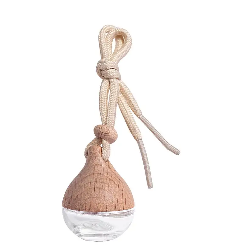 

Car Hangings Air Freshener Transparent Bottle Wooden Glass Perfume Stylish Lanyard Scent Car Aromatherapy Fragrance Diffuser