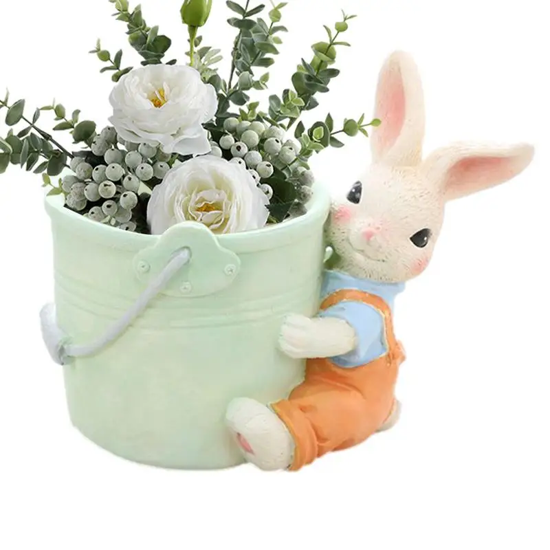 

Цветочный горшок из смолы в виде кролика, цветочный горшок с мультяшным рисунком, садовый горшок в виде кролика, декоративный горшок для кактуса, суккулента, зелени