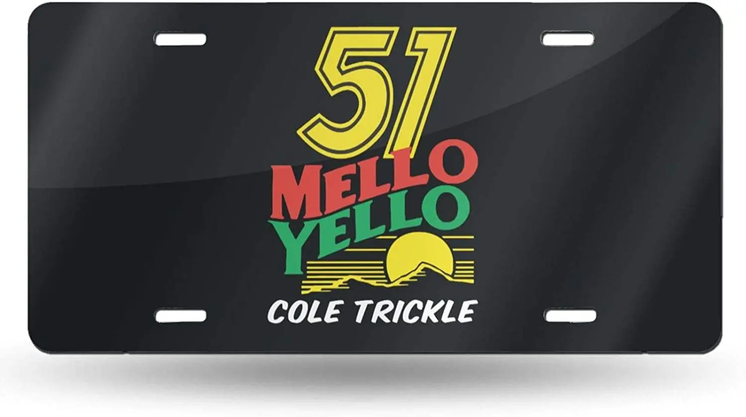 

Mello Yello Cole Trickle License Plate with Drainage Holes Rust-Proof License Plate Frame for Car Metal Car Plate Tag