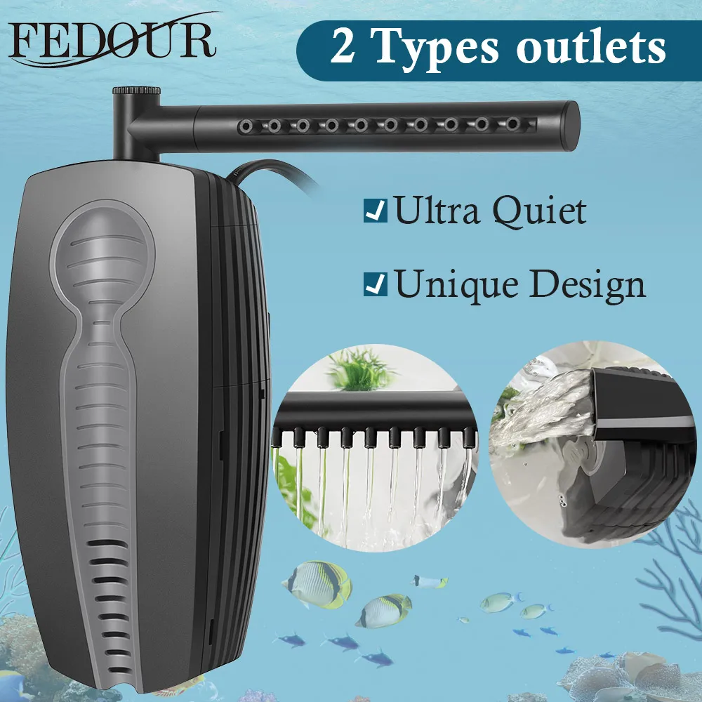 FEDOUR 600L/H Adjustable Aquarium Internal Filter 8W Sponge Filter Pump