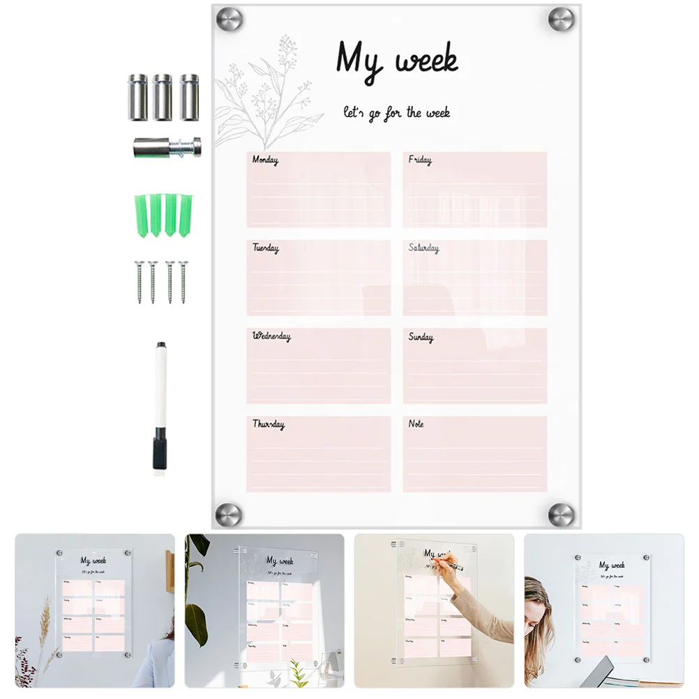 Weekly Planner Board Acrylic Frame Whiteboards Signs Magnetic Simple Memos Creative Ward Transparent Durable Clear Massage