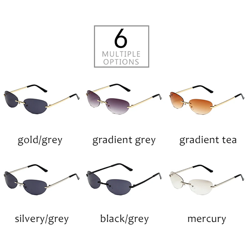 KLASSNUM Damen Y2K Ovale Sonnenbrille Randlos 2025, trendiger UV400-Schutz, Okular, Herrenmode, Sonnenbrille, Outdoor-Farbgläser – Detail 6