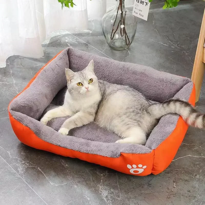 Cama grande para gatos y perros, casa cálida y cómoda para perros, nido de algodón PP suave, cesta para perros, esterilla impermeable para Otoño e Invierno