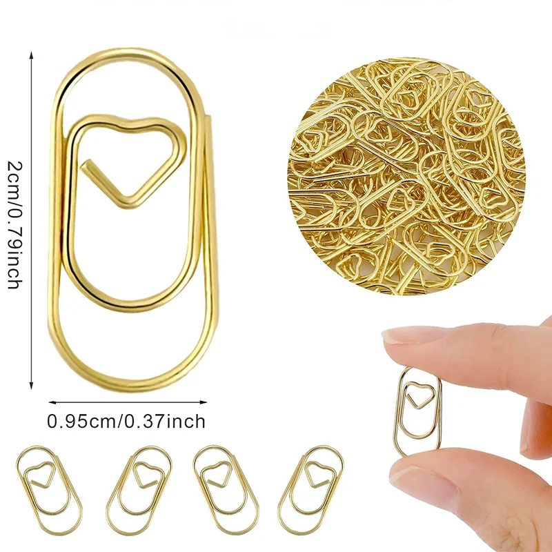 20mm Mini Bookmark Gold Color Heart Clip Bookmark Metal Paper Clips Binder Clip Office Accessories 120Pcs/Box binder clips paper clips metal clamp clips book clips mini bookmark