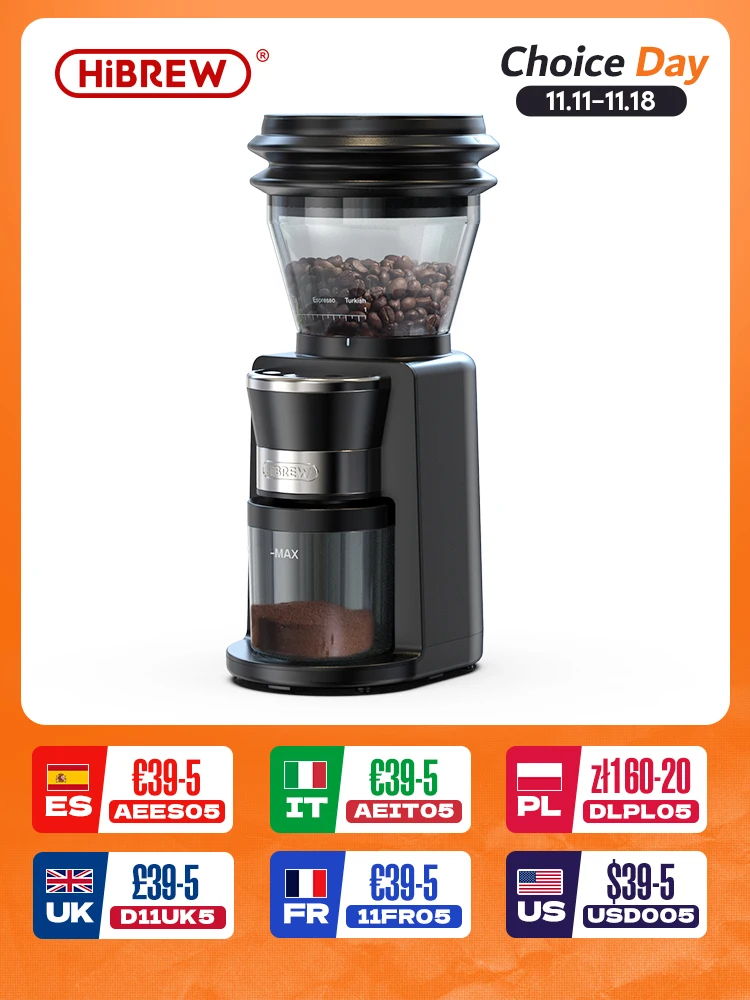 Automatic Burr Mill Electric Coffee Grinder With 34 Gears For Espresso American Coffee Pour Over Visual Bean Storage G3 coffee grinder