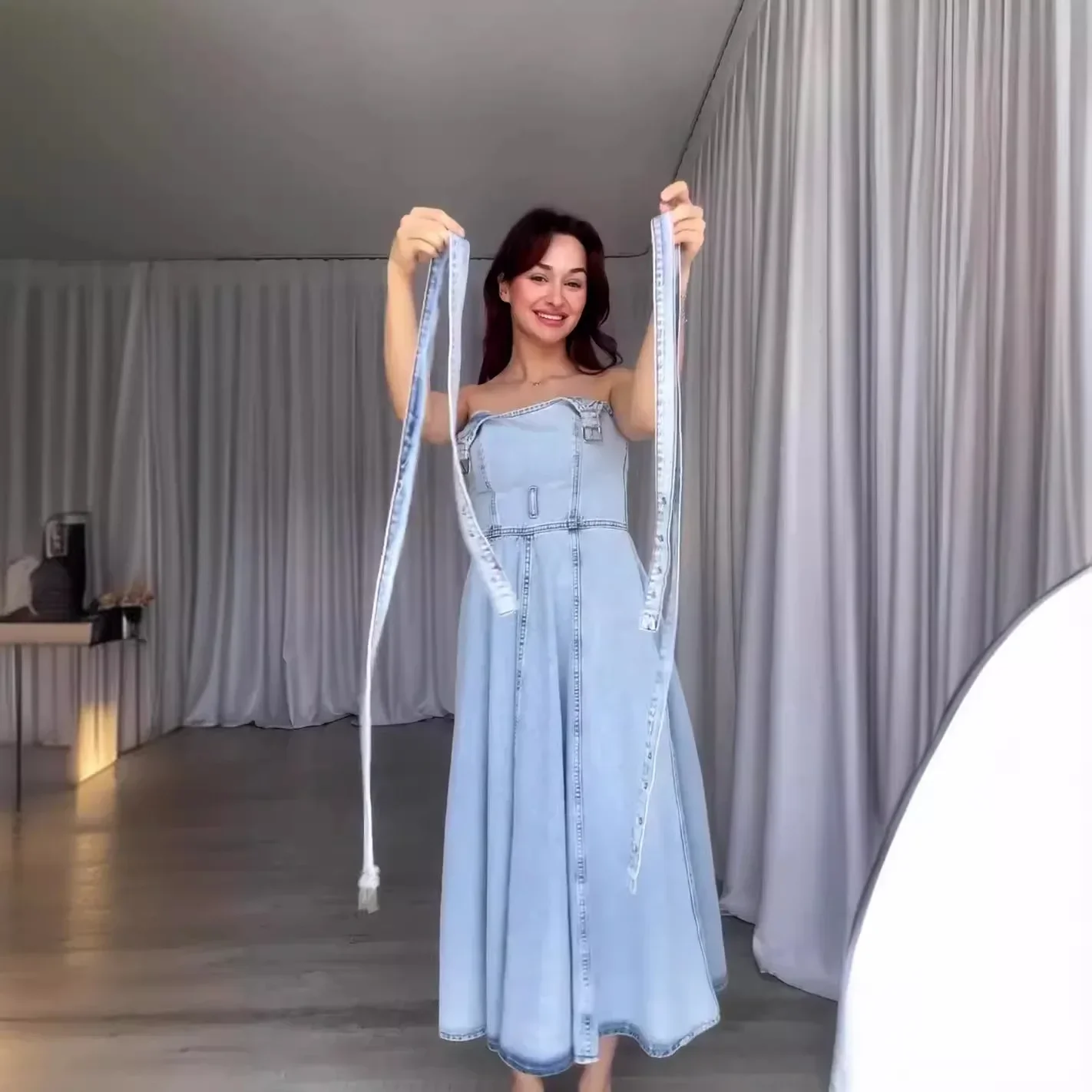 女性のためのセクシーなデニムドレス,ロングストラップドレス,ホルター