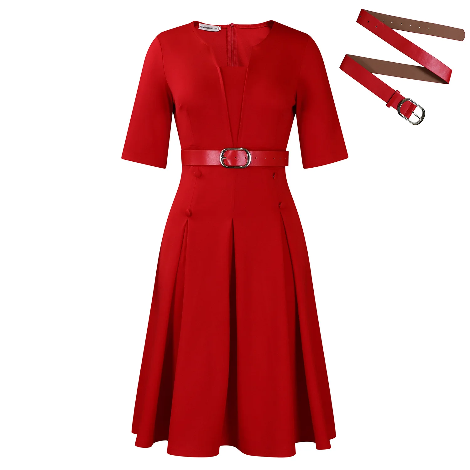 Women's Autumn Fashion Elegant Solid Color Midi Dress