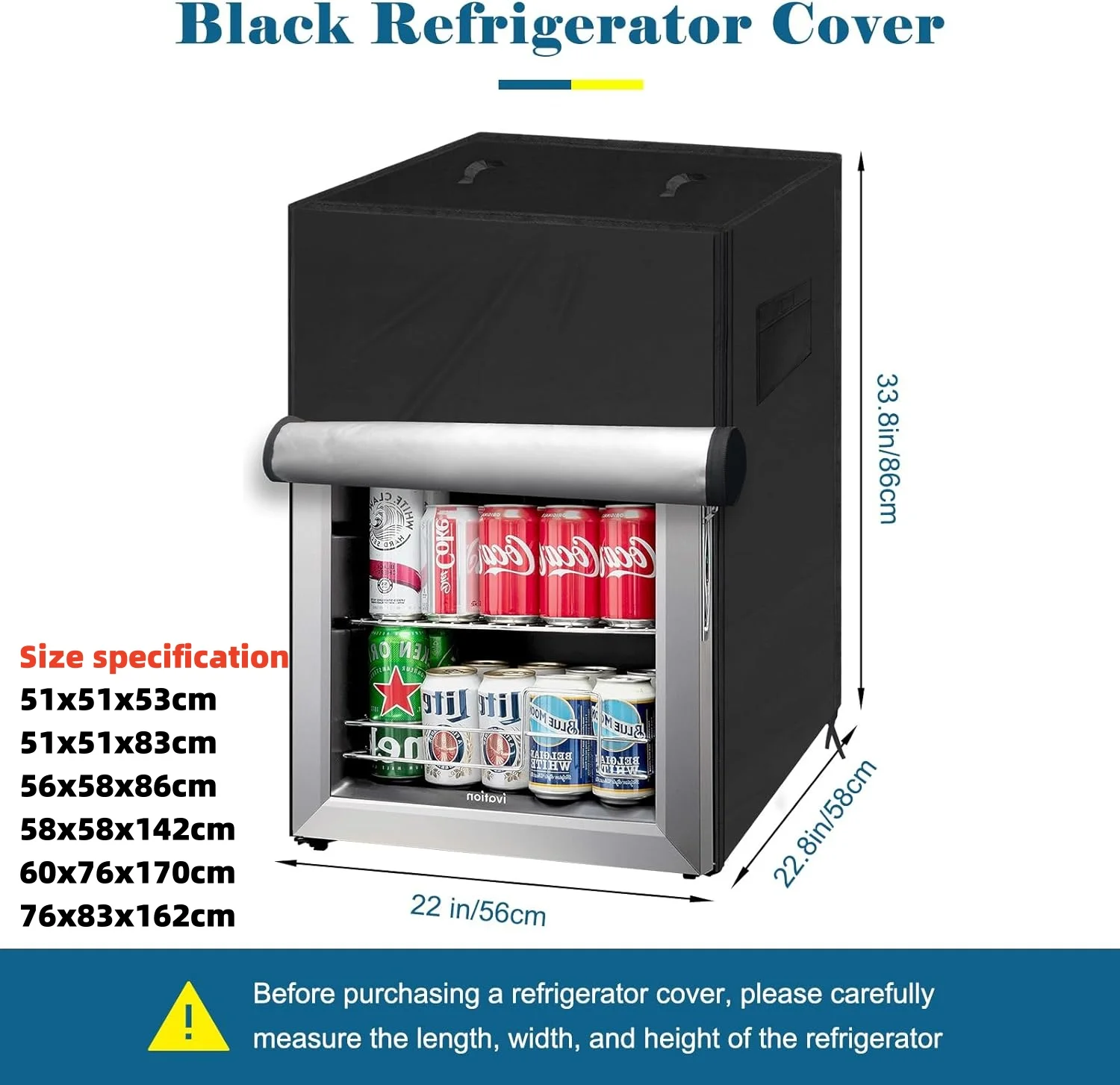Refrigerator cover, waterproof and dust-proof cover for protecting outdoor, household upright freezers - refrigerated refrigerat 6