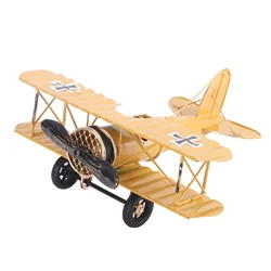 Vintage Iron Biplane Handicraft - Retro Airplane Home & Cafe Decoration Ornament (A)