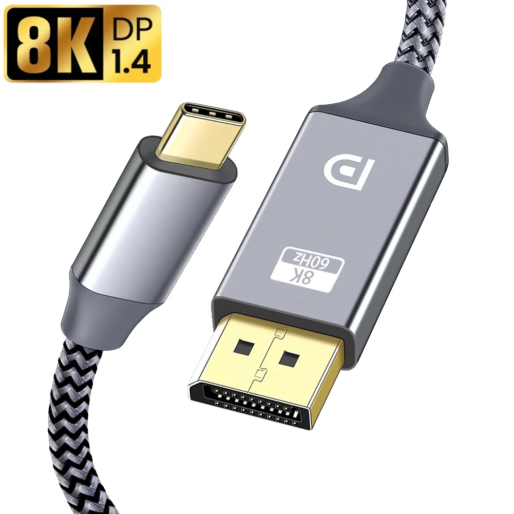 USB C에서 디스플레이포트 1.4 케이블 어댑터, 디스플레이포트 인터페이스 어댑터 컨버터, C 타입에서 DP 1.4 케이블, 알루미늄 합금, 8K, 60Hz