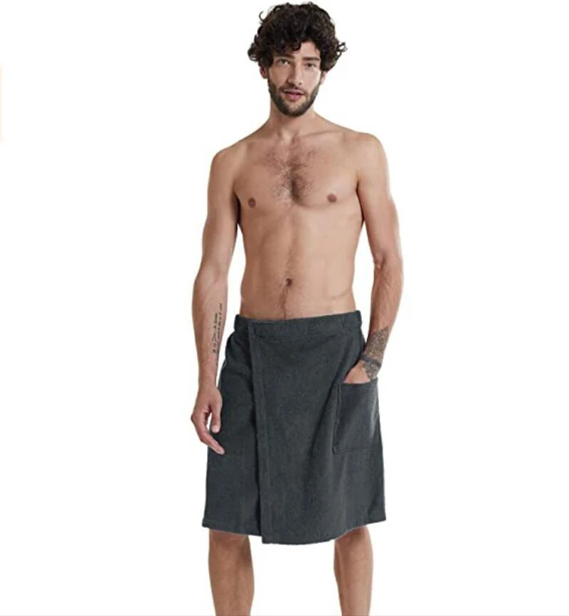 Asciugamano da bagno indossabile da uomo con tasca per spiaggia_voghion.com