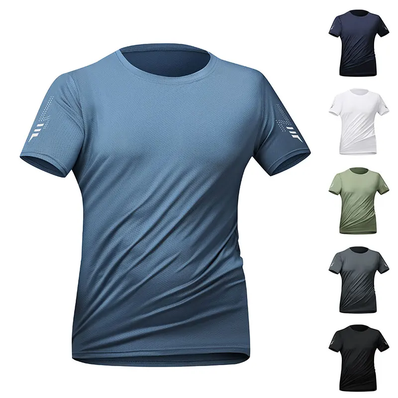 T-shirt da corsa da uomo Stampa estiva Fitness all'aperto Sport ad asciugatura rapida Maniche corte Elasticità traspirante Jogging Palestra Abbigliamento sportivo