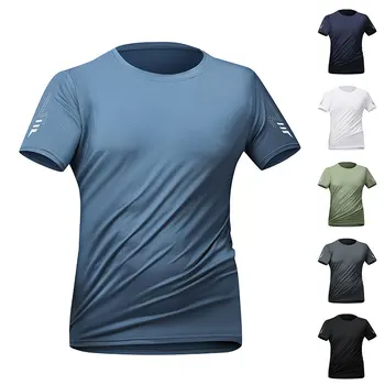 T-shirt da corsa da uomo Stampa estiva Fitness all'aperto Sport ad asciugatura rapida Maniche corte Elasticità traspirante Jogging Palestra Abbigliamento sportivo