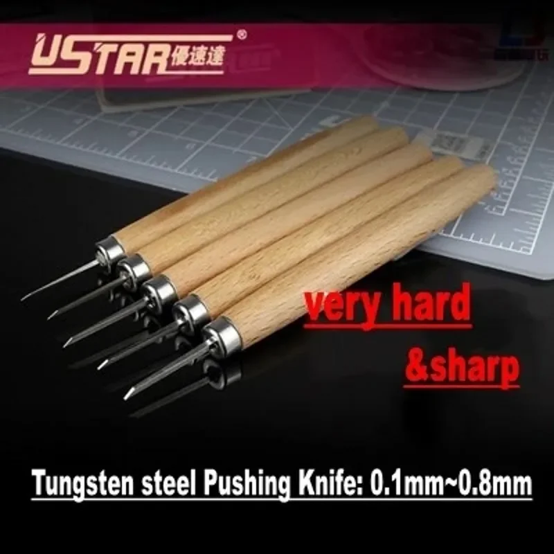 Model Tools 0.1mm-0.8mm Pushing Knife Model Building craft Tool Carving Knife Model Making Tool with Wood Grip 90201