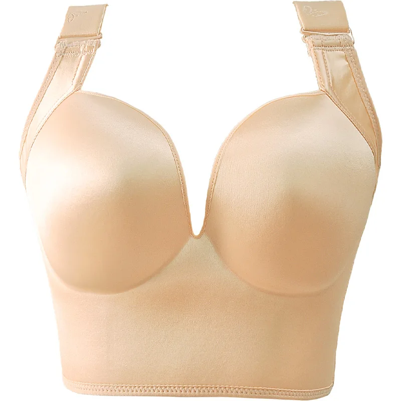 Padded Push Up Bras for Women Add 2 Cup Size Smooth Wide Back Design Hides  Back Fat (Skin,5XL) at  Women's Clothing store