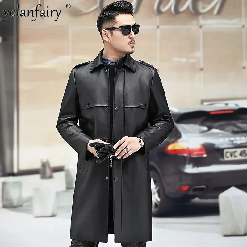

Autumn New Genuine Leather Coat Men Clothes Real Sheepskin Trenchcoat Korean Style Windbreaker Men's Midium Jackets FCY