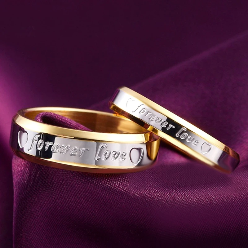 Wedding Couple Rings Women & Men Engagement Stainless Steel Jewelry