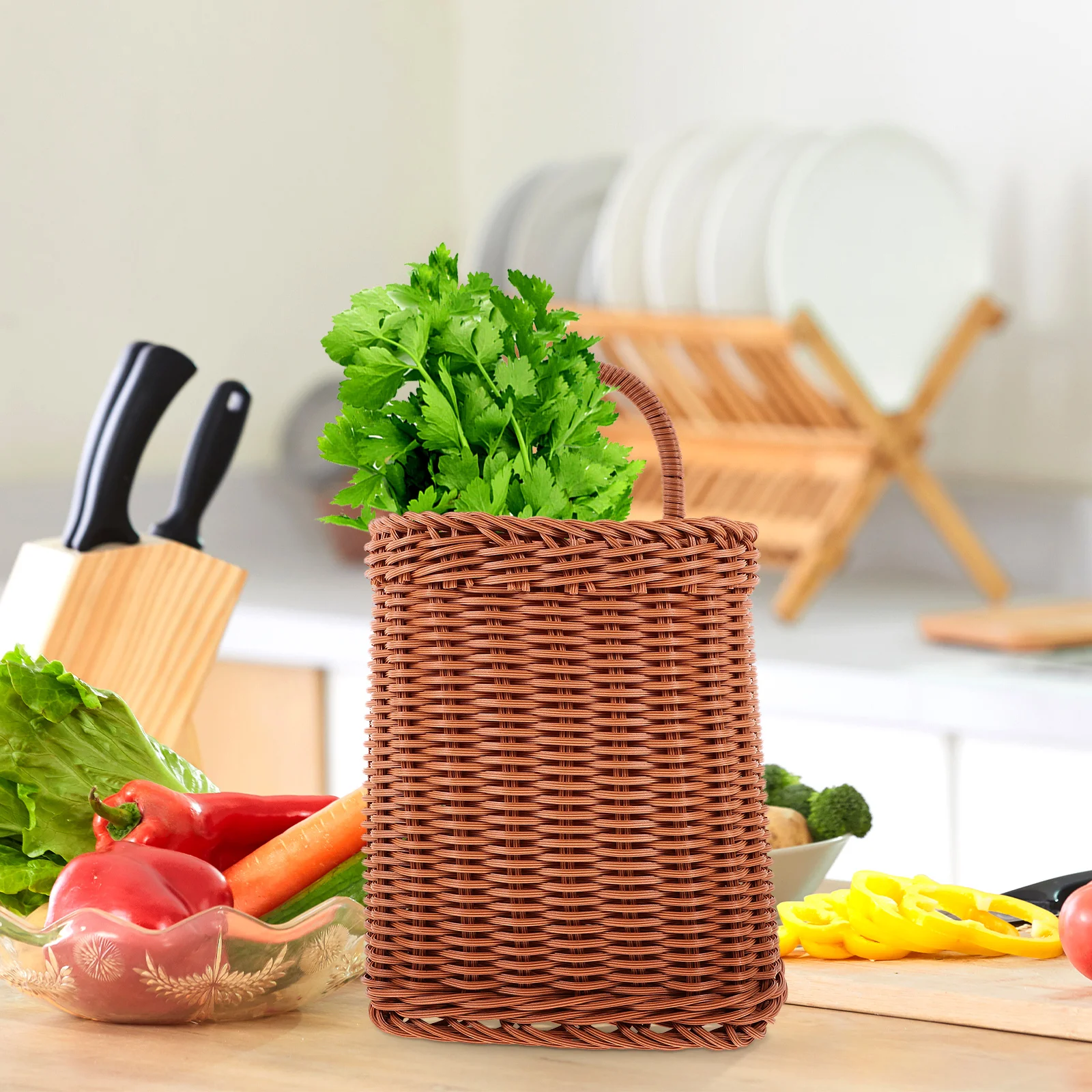 

Pantry Blanket Basket Wall Hanging Storage Vegetable Baskets for Kitchen Wicker