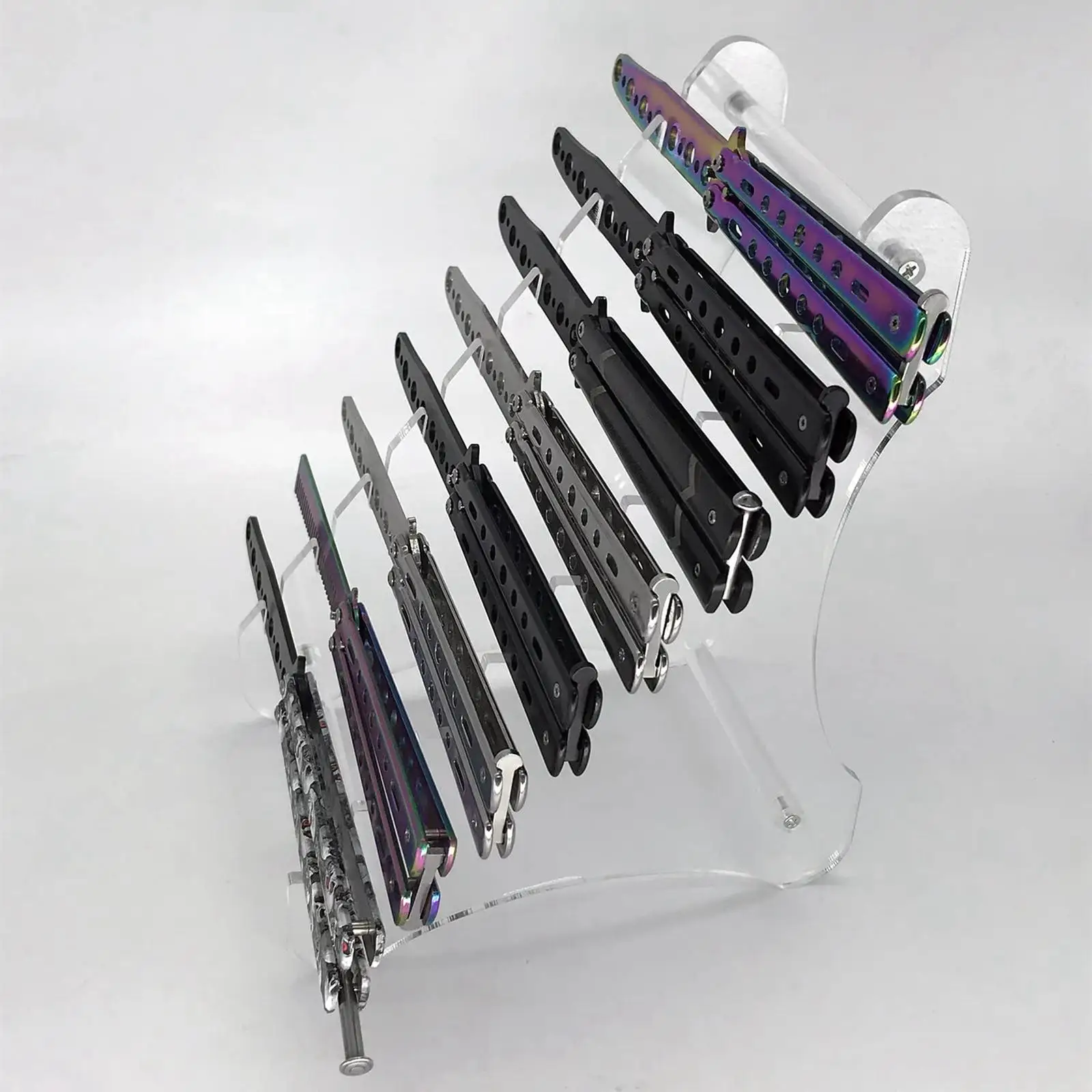 Knife Holder Storage Rack Bracket Transparent 18x15x24cm with 8 Layers Clear Shelf for Office Lounge Multipurpose Lightweight Knife Holder Storage Rack Bracket Transparent 18x15x24cm with 8 Layers Clear Shelf for Office Lounge Multipurpose Lightweight