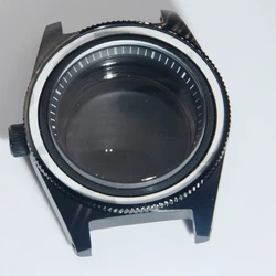 Enhanced 40mm Premium Watch Case with Mineral Glass for Bezel and Mod Accessories (BLACK)