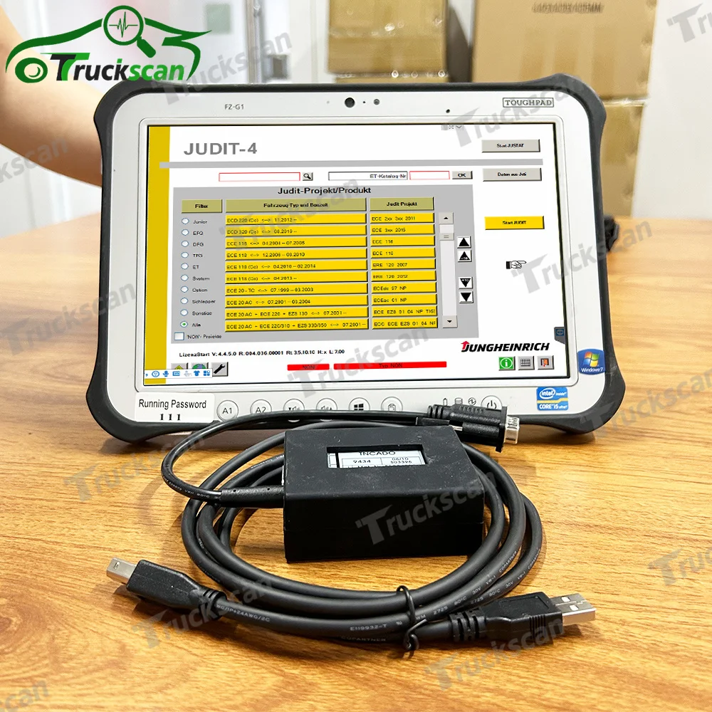 

V4.37 For Judit Incado Box Forklift Diagnostic Kit Scanner Jungheinrich JUDIT 4 +FZ G1 tablet Ready to use