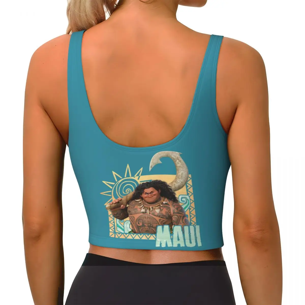 Women's Moana Maui-Original Trickster Sports Bra High Impact Gym Workout Running Crop Tank Tops