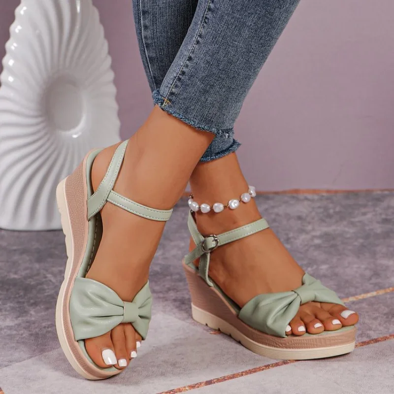 Sandali Con Zeppa E Plateau Da Donna, Pelle, Antiscivolo, Con Cinturino Regolabile, Colori Vari